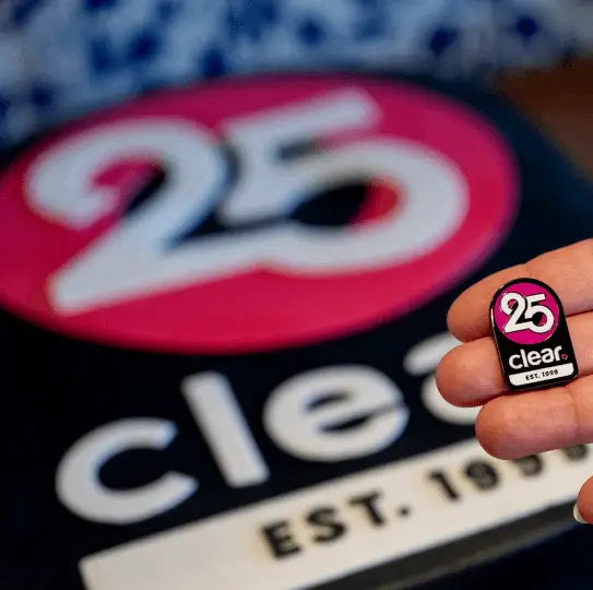 About Clear Digital Enamel Pin 25 Years