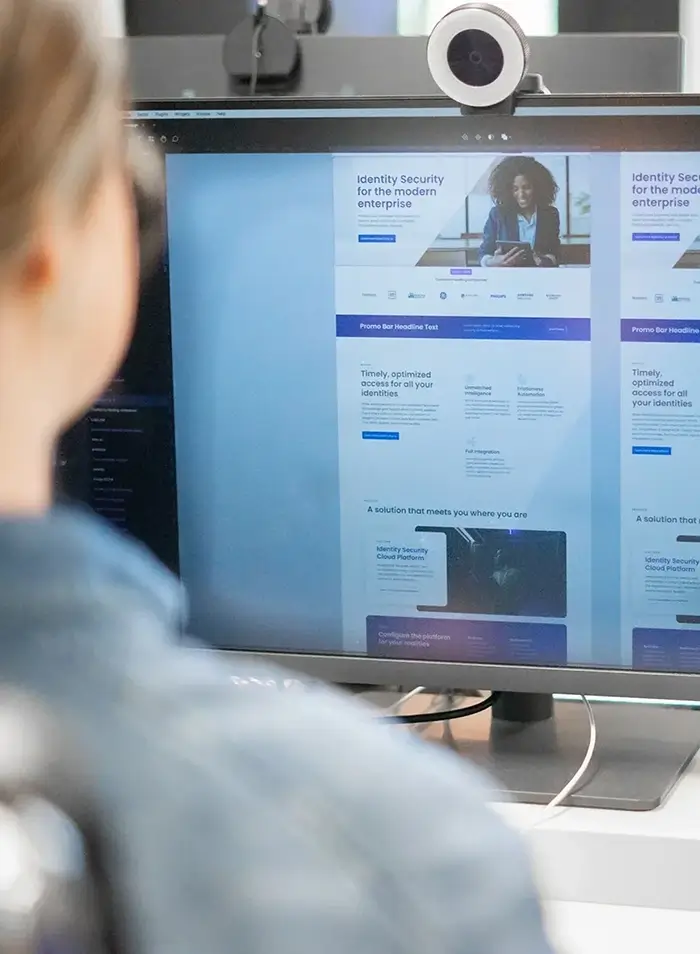 Clear Digital designer collaborating on client strategy as part of ongoing support subscription services.