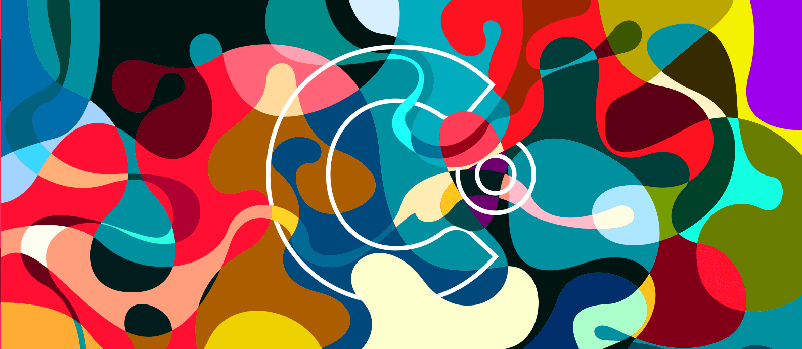 White Clear Digital C logo on an abstract background representing B2B website storytelling