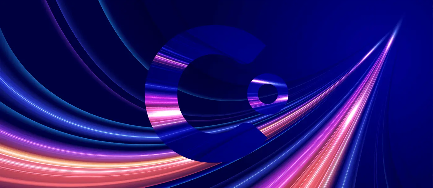 White Clear Digital C logo on an abstract background representing the entrepreneurial path