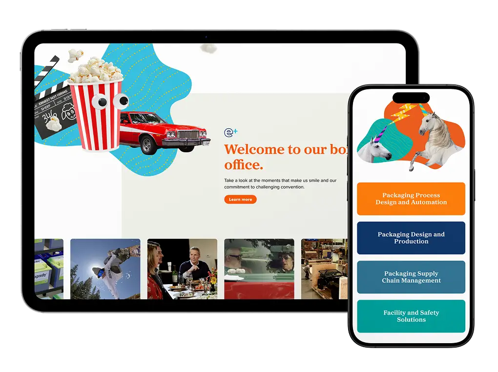 iPad and iPhone mockup showcasing Ernest Packaging website