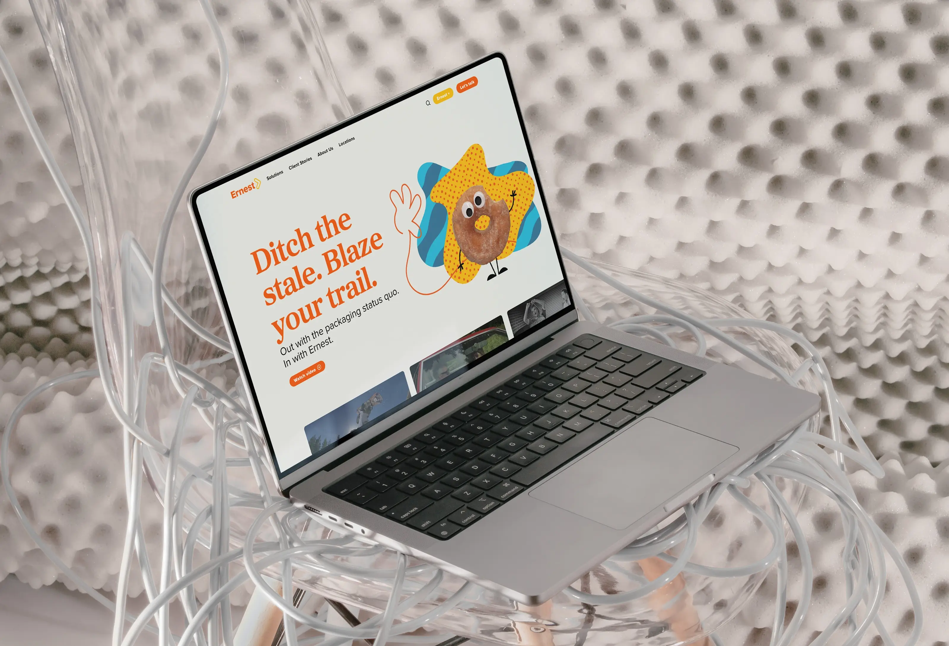 Laptop displaying Ernest Packaging website homepage