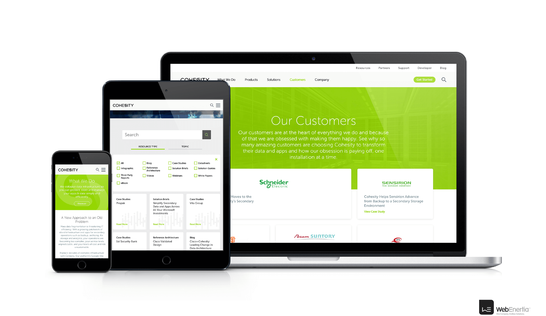 Cohesity Website Redesign on laptop iPad tablet and iPhone mobile