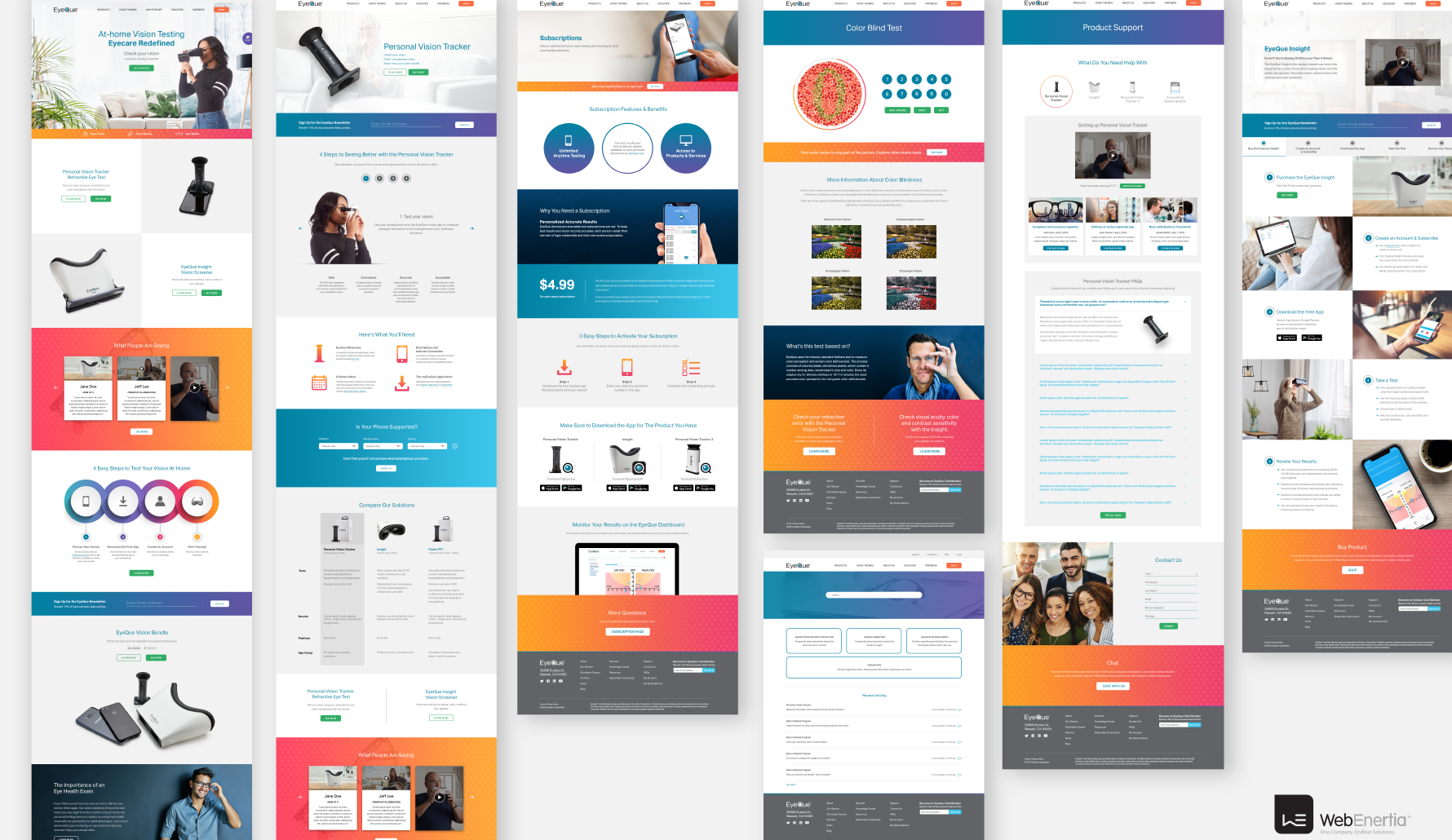 Eyeque Website Redesign multiple full page layouts