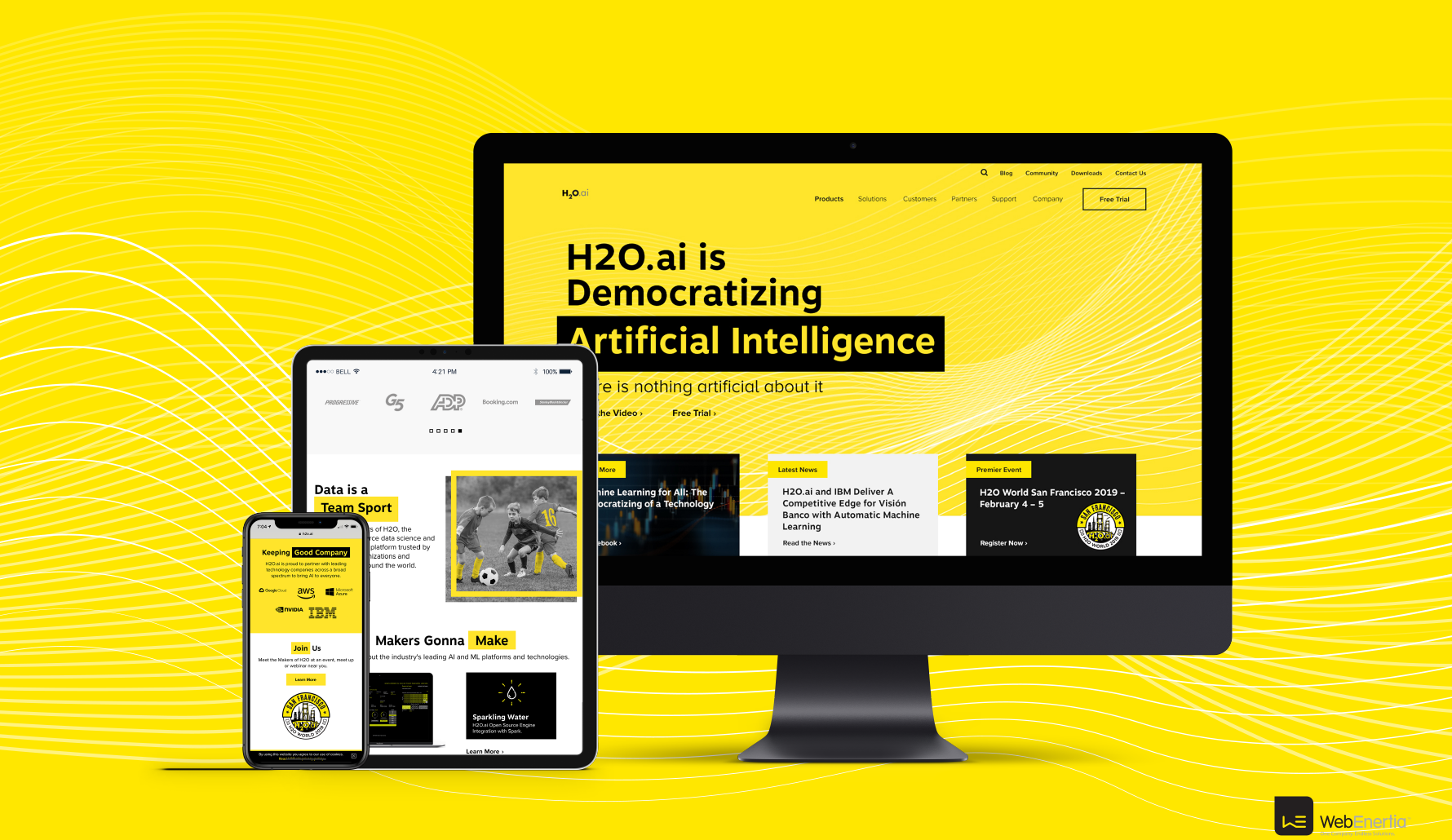 H2O.ai Brand Update & Guidelines new homepage responsive iMac iPad and iPhone