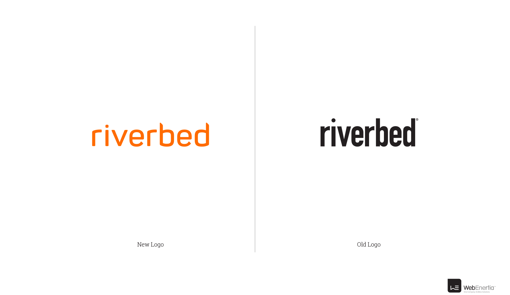 Riverbed Logo Redesign side-by-side comparison of new logo vs old logo